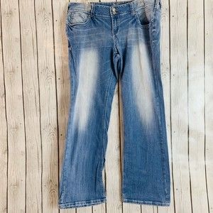 Womens Amethyst Embroidered Bootcut Double Button Denim Jeans Sz 16 W 36 L 32